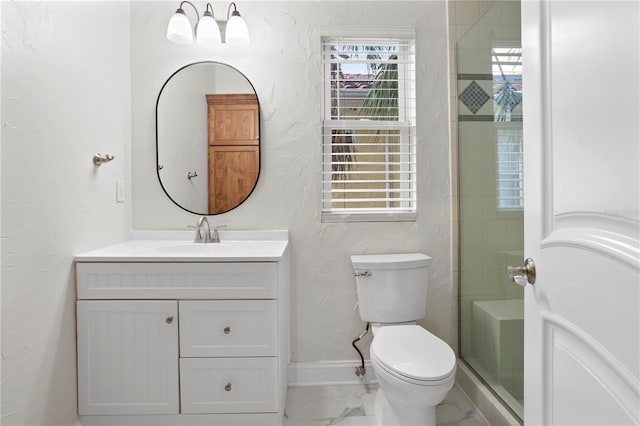 2936 W Knights Ave Unit A, Tampa, FL 33611 - full bathroom with marble finish floors, vanity, toilet, a textured wall, and baseboards