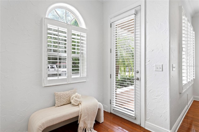 2936 W Knights Ave Unit A, Tampa, FL 33611 - entryway featuring wood finished floors, a textured wall, and baseboards