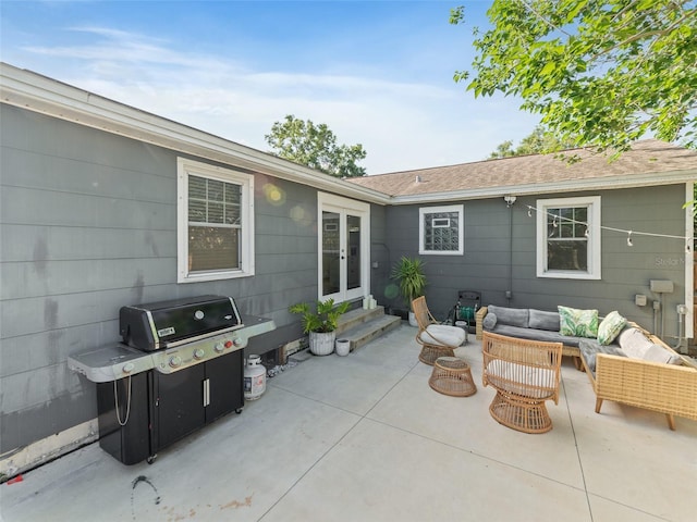 3305 10th Ave N, Saint Petersburg, FL 33713 - view of patio / terrace with french doors, an outdoor hangout area, entry steps, and area for grilling