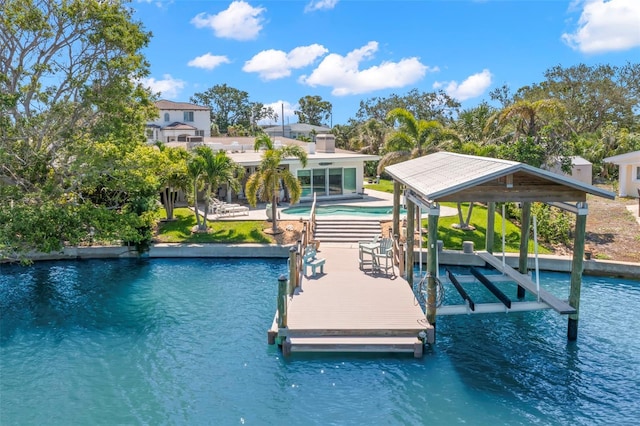 106 Midway Is, Clearwater Beach, FL 33767 - dock with a water view and boat lift