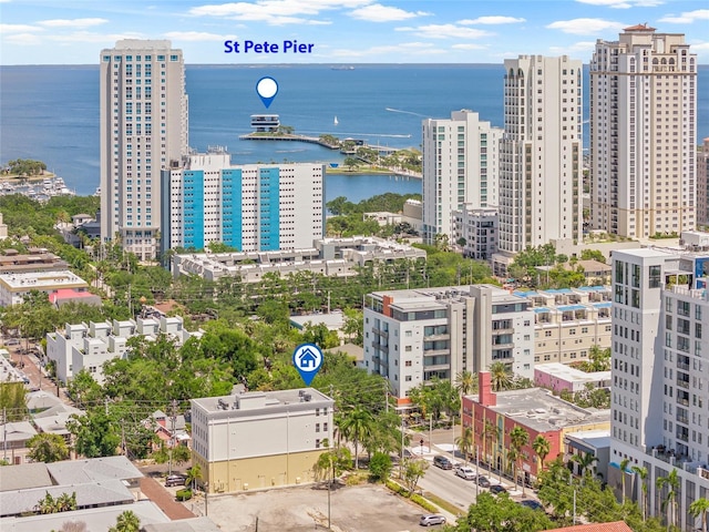 view of urban area featuring a large body of water