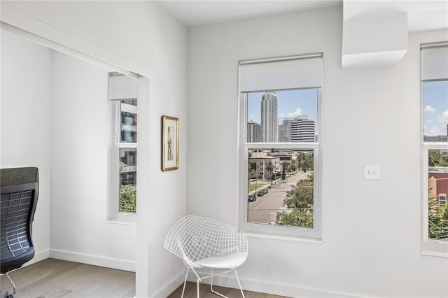 205 5th Ave N Unit 501, Saint Petersburg, FL 33701 - living area with wood finished floors, baseboards, and a city view