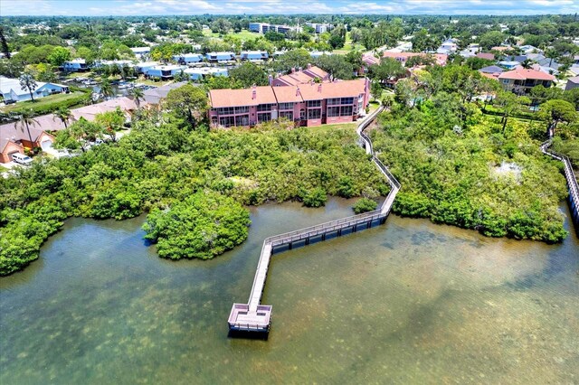 14561 El Paseo Dr, Seminole, FL 33776 - aerial view of a tree filled landscape and a nearby body of water