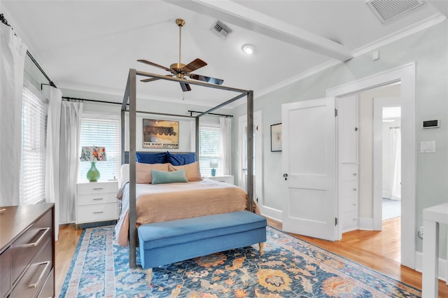 221 13th Ave NE, Saint Petersburg, FL 33701 - bedroom featuring light wood-style flooring, ornamental molding, baseboards, and a ceiling fan
