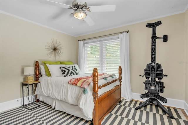 221 13th Ave NE, Saint Petersburg, FL 33701 - bedroom with baseboards, crown molding, and ceiling fan