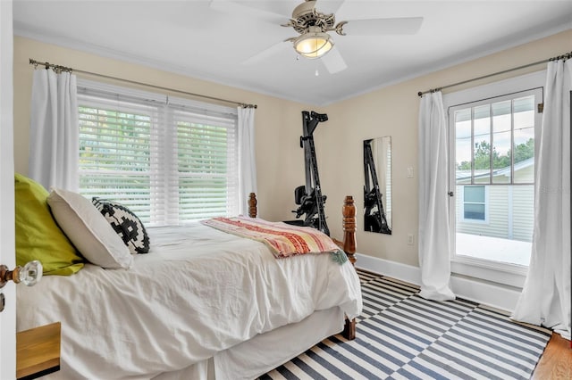 221 13th Ave NE, Saint Petersburg, FL 33701 - bedroom featuring baseboards, a ceiling fan, and access to outside