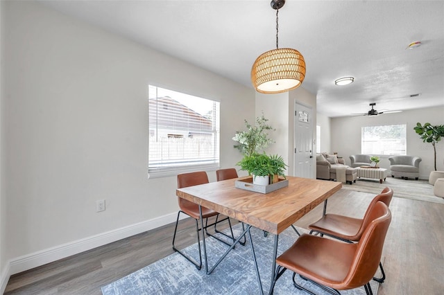 2078 Madrid Ct N, Clearwater, FL 33763 - dining space with wood finished floors, baseboards, and a ceiling fan