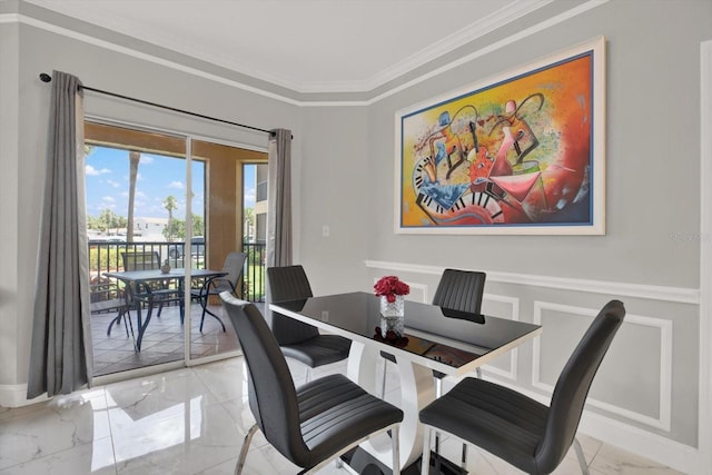 4333 Bayside Village Dr Unit 110, Tampa, FL 33615 - dining room featuring marble finish flooring and ornamental molding