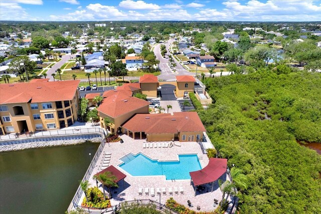4333 Bayside Village Dr Unit 110, Tampa, FL 33615 - aerial view of residential area featuring a pool and a nearby body of water