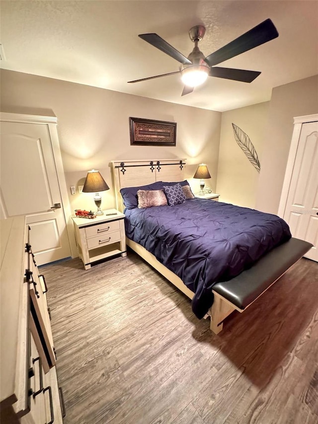 1147 Halapa Way, Trinity, FL 34655 - bedroom featuring wood finished floors, ceiling fan, and a closet