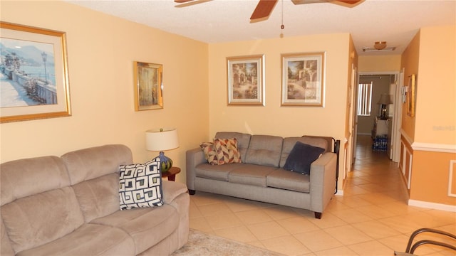 4744 Azalea Dr Unit 203B, New Port Richey, FL 34652 - living area featuring ceiling fan and light tile patterned floors