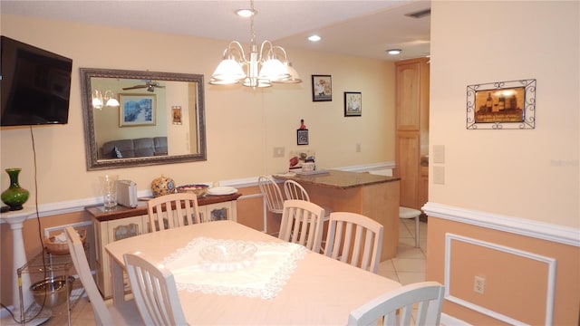 4744 Azalea Dr Unit 203B, New Port Richey, FL 34652 - dining room with light tile patterned flooring, a ceiling fan, and recessed lighting