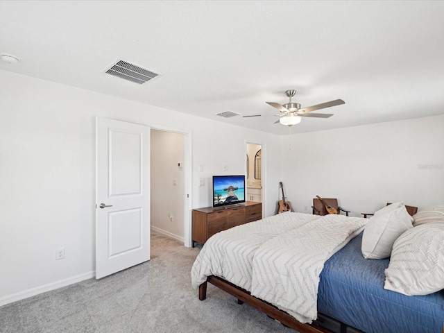 17729 Nectar Flume Dr, Land O Lakes, FL 34638 - bedroom with light carpet, baseboards, and ceiling fan