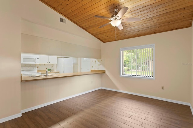 3005 W Sligh Ave, Tampa, FL 33614 - spare room with wooden ceiling, a sink, ceiling fan, wood finished floors, and baseboards