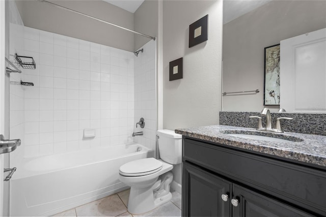9931 Victory Gallop Loop, Ruskin, FL 33573 - bathroom featuring toilet, shower / bathtub combination, vanity, and tile patterned floors