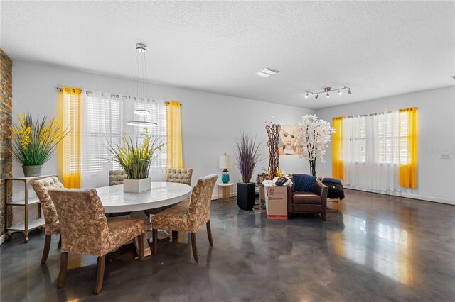 9931 Victory Gallop Loop, Ruskin, FL 33573 - dining area featuring concrete flooring and a textured ceiling