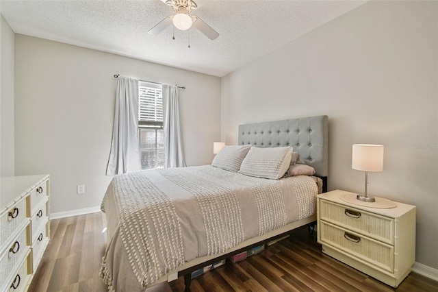 4528 Winding River Way, Land O Lakes, FL 34639 - bedroom featuring wood finished floors, a textured ceiling, ceiling fan, and baseboards