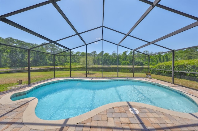 14502 Pond Cypress Way, Tampa, FL 33626 - swimming pool with a yard, a patio, and glass enclosure