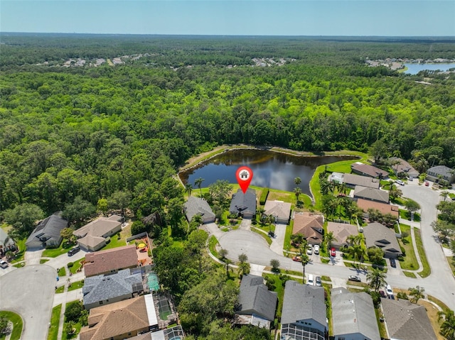 14502 Pond Cypress Way, Tampa, FL 33626 - aerial view of property's location with a forest, nearby suburban area, and a large body of water