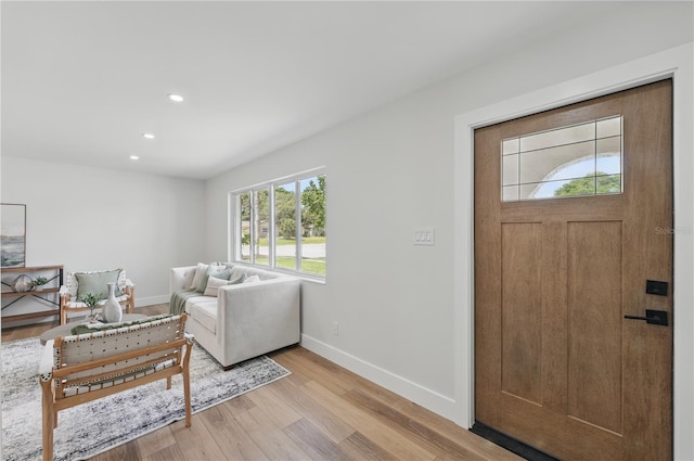 2815 Golfview Dr, Melbourne, FL 32901 - foyer featuring baseboards, light wood-type flooring, and recessed lighting