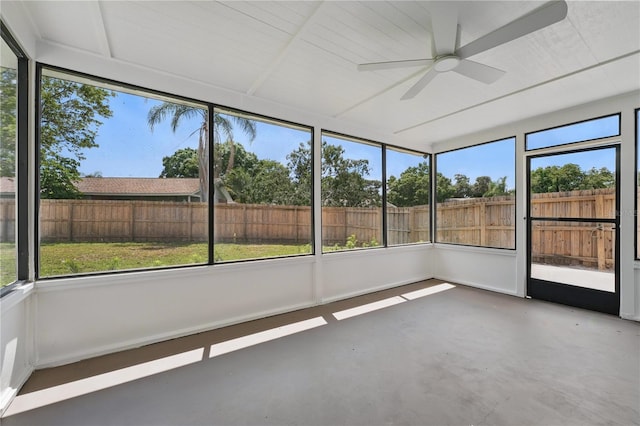 2815 Golfview Dr, Melbourne, FL 32901 - unfurnished sunroom with a ceiling fan and healthy amount of natural light