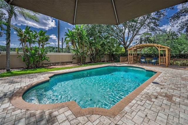 3002 Savannah Oaks Cir, Tarpon Springs, FL 34688 - view of swimming pool with a gazebo, a fenced backyard, and a patio area