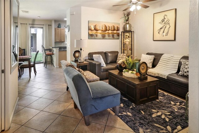 21115 NW 14th Pl Unit 2, Miami, FL 33169 - living room featuring tile patterned floors and ceiling fan