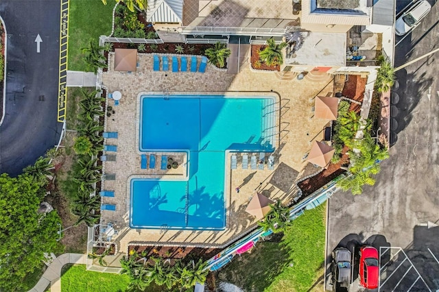 6020 S Shore Blvd Unit 709, Gulfport, FL 33707 - drone / aerial view of a pool area