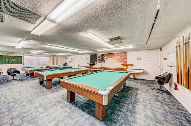 6020 S Shore Blvd Unit 709, Gulfport, FL 33707 - rec room featuring carpet flooring, pool table, and a textured ceiling