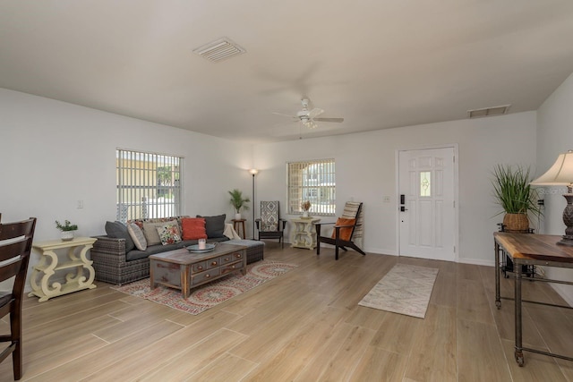 314 Bath St, Tarpon Springs, FL 34689 - living room with ceiling fan and light wood-type flooring