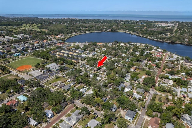 314 Bath St, Tarpon Springs, FL 34689 - aerial view of property's location featuring a large body of water and nearby suburban area