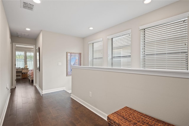 4264 Bexley Village Dr, Land O Lakes, FL 34638 - hallway with baseboards, dark wood finished floors, and recessed lighting