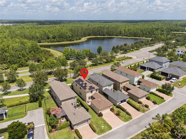 4264 Bexley Village Dr, Land O Lakes, FL 34638 - aerial view of residential area featuring a forest and a nearby body of water