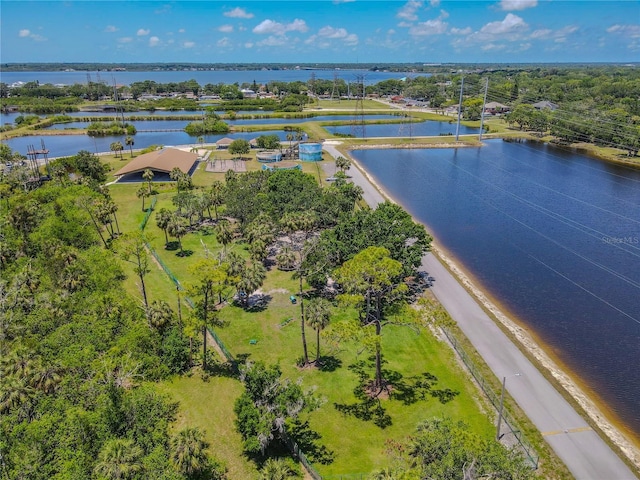 aerial view of a nearby body of water