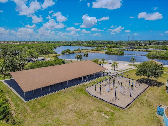 drone / aerial view of a nearby body of water