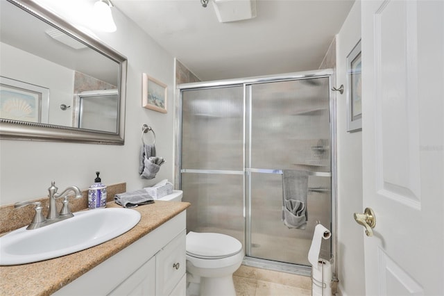 13720 Gulf Blvd Unit 302, Madeira Beach, FL 33708 - full bathroom featuring a stall shower, vanity, toilet, and tile patterned flooring