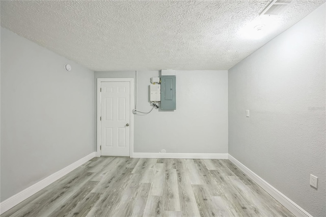 6914 Harbor Dr, Hudson, FL 34667 - spare room featuring light wood finished floors, a textured ceiling, baseboards, and electric panel