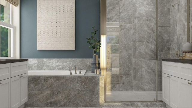 5048 Barnet Dr, Davenport, FL 33837 - bathroom featuring vanity, a stall shower, and a garden tub