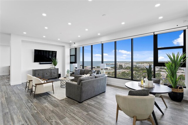 199 Dali Blvd Unit 2, Saint Petersburg, FL 33701 - living room featuring recessed lighting, wood finished floors, and baseboards
