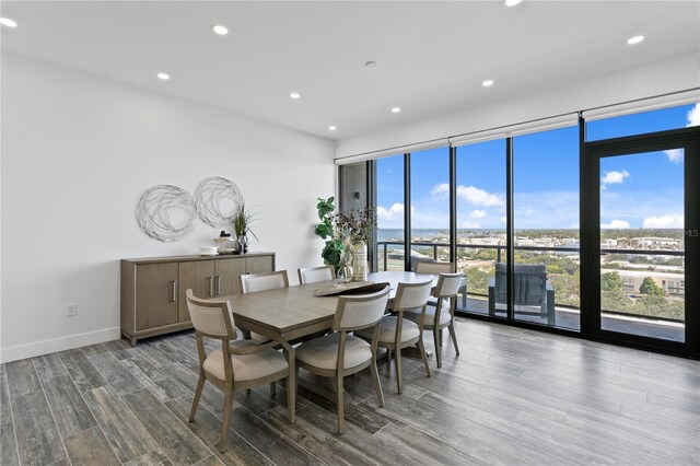 199 Dali Blvd Unit 2, Saint Petersburg, FL 33701 - dining area featuring wood finished floors, recessed lighting, expansive windows, and baseboards