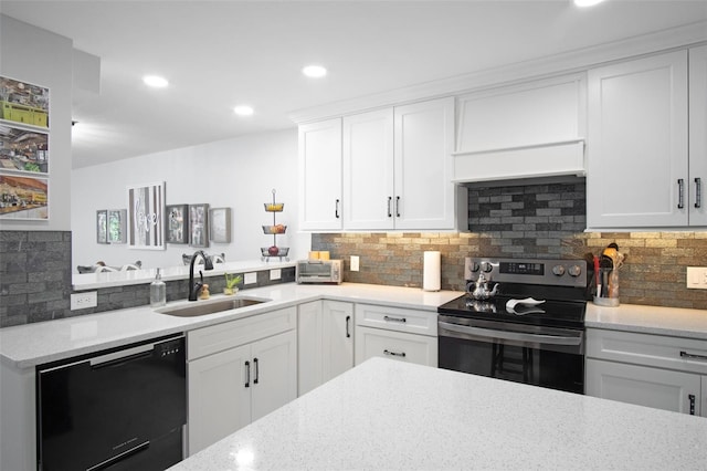 2533 Dolly Bay Dr Unit 203, Palm Harbor, FL 34684 - kitchen featuring a sink, stainless steel electric stove, black dishwasher, decorative backsplash, and recessed lighting