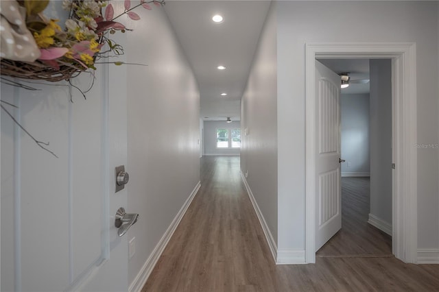 3906 N Lynn Ave, Tampa, FL 33603 - corridor with wood finished floors, recessed lighting, and baseboards
