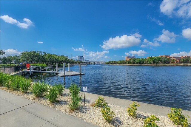 3906 N Lynn Ave, Tampa, FL 33603 - water view featuring a floating dock and a notable bridge