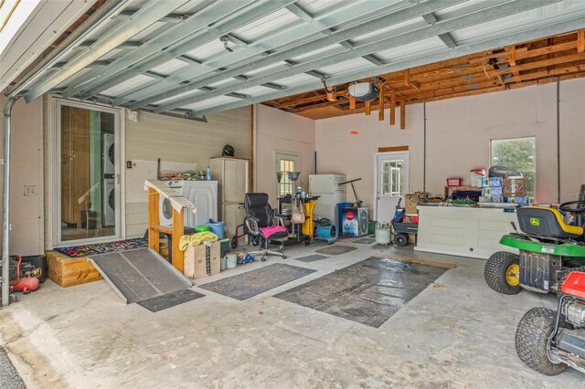garage with a garage door opener