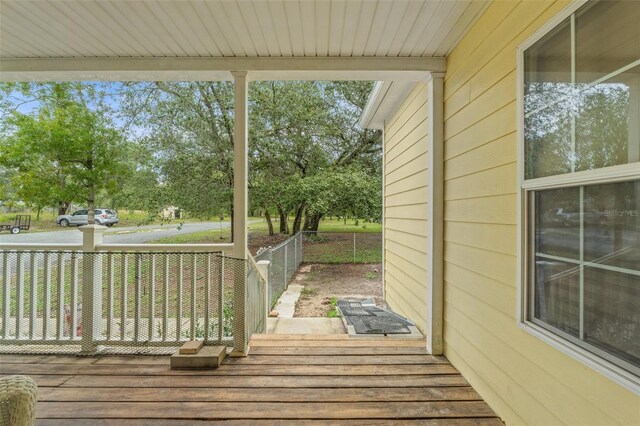 deck featuring fence