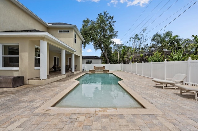 4515 W Leona St, Tampa, FL 33629 - view of pool featuring a patio, a fenced backyard, and ceiling fan