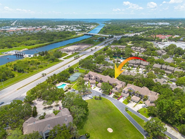 3044 Red Oak Ct Unit 204, Palm Harbor, FL 34684 - aerial view of residential area featuring a large body of water and a notable bridge