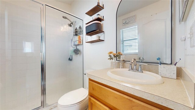 10739 Shady Preserve Dr, Riverview, FL 33579 - full bathroom featuring vanity, a shower stall, and toilet