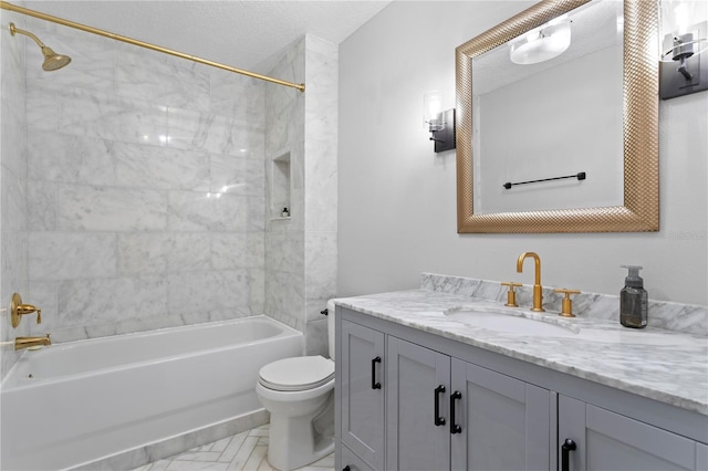 3620 W San Pedro St, Tampa, FL 33629 - full bathroom featuring vanity, toilet, shower / washtub combination, and a textured ceiling