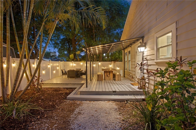 3620 W San Pedro St, Tampa, FL 33629 - deck at twilight featuring a fenced backyard